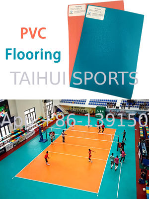 PVC sportvloeren voor binnenruimtes, glijdbestendige, schokabsorberende, waterdichte, vinyl sportvloeren voor volleybal, badminton, basketbal