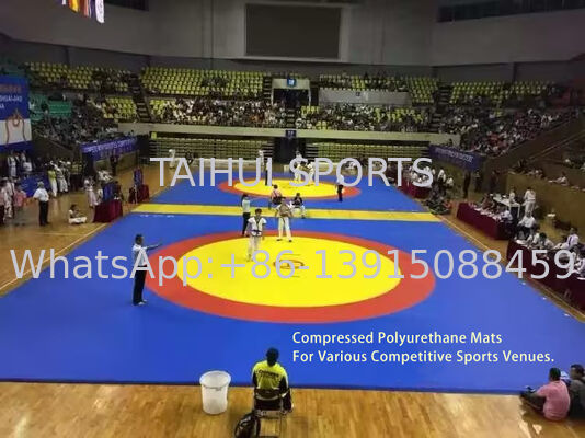 Event Grade Judo Mat 230kgs/m3 40mm Dikte PU Leer Karate Training Mat Worstelen Taekwondo Mat